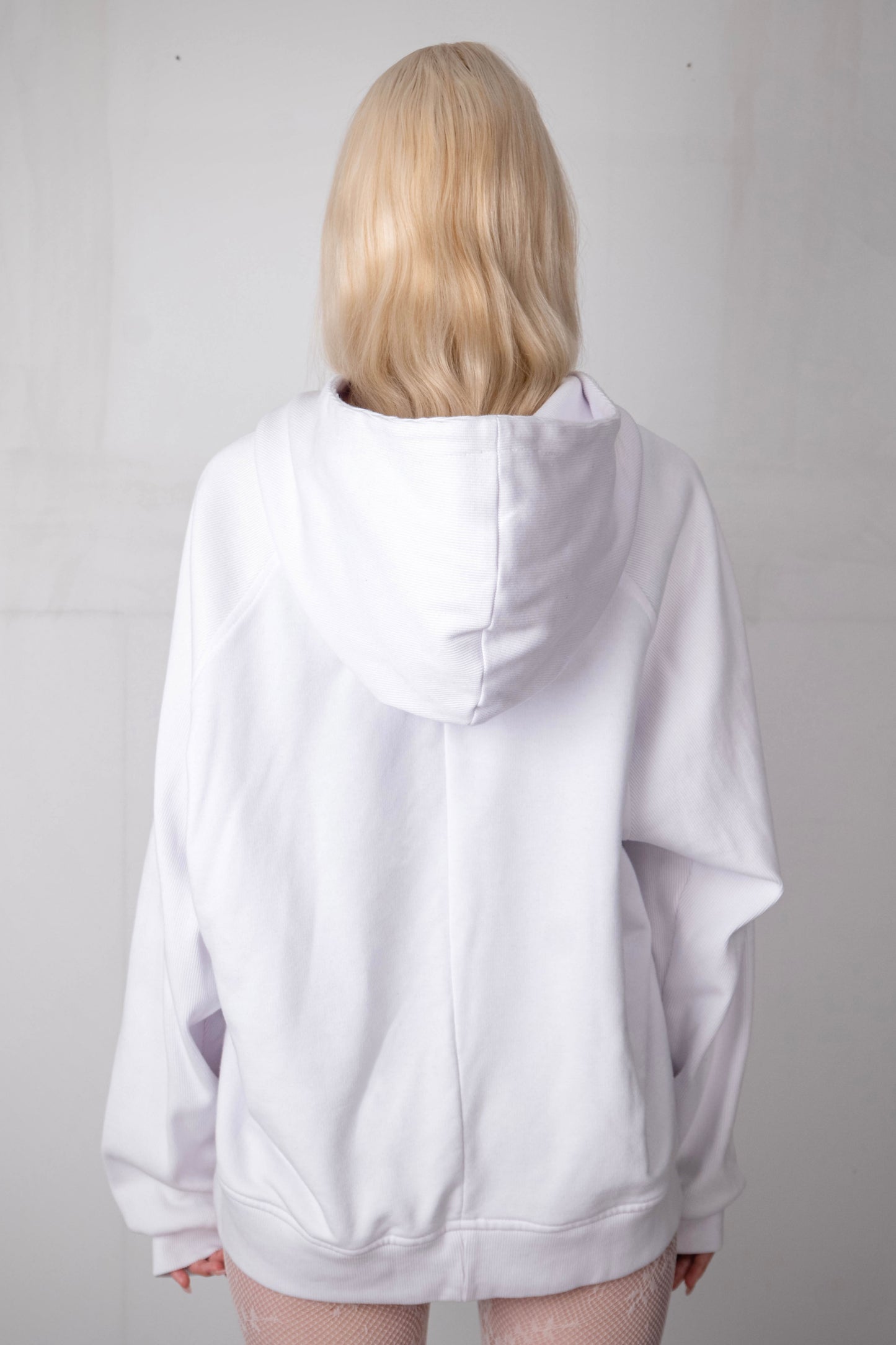 WHITE RAGLAN RIBBING HOODIE