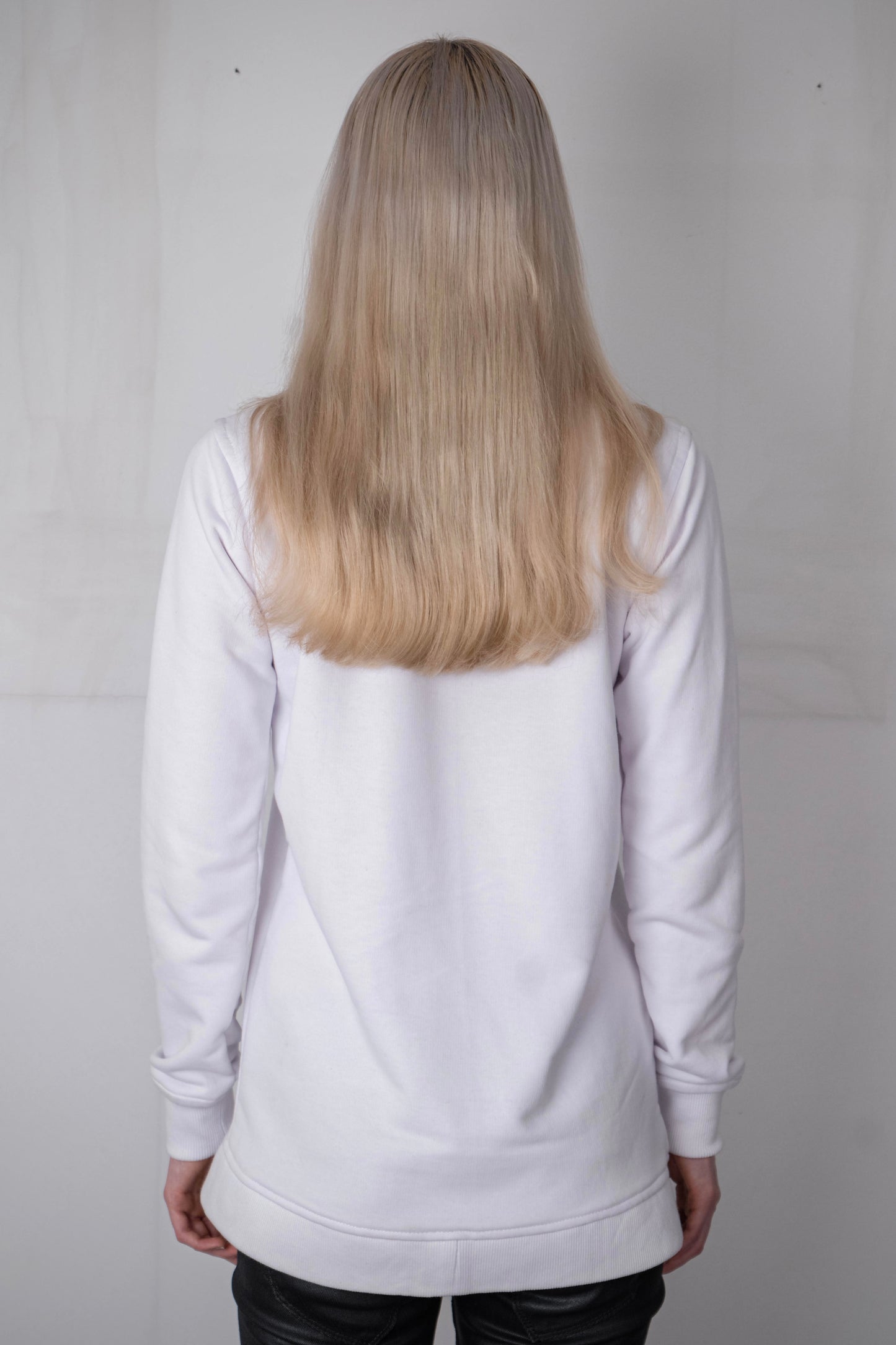 WHITE LEATHER CROSS SWEATER